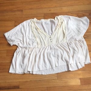 Cream colored gauze cropped top